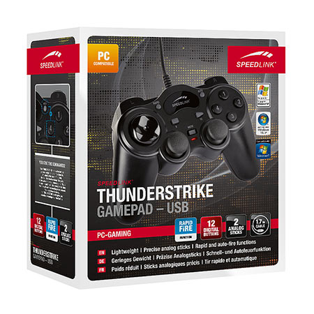 Game Pad SPEEDLINK THUNDERSTRIKE USB, black for PC, black, SL-6515-BK - Image 4