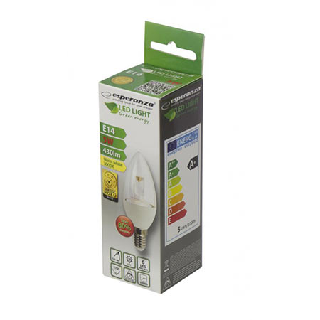 LED sijalica ESPERANZA, C37 LENS E14 5W, warm white, A+, 430 lm, ELL121 - Image 2