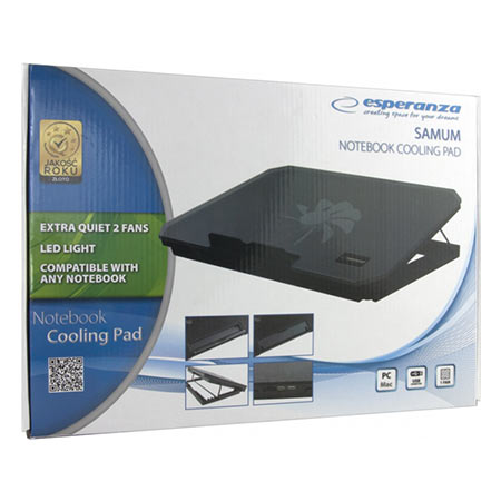 Postolje za notebook ESPERANZA SAMUM, do 17", ventilator+kontrola, ergonomski podesivo USB hub EA141 - Image 3