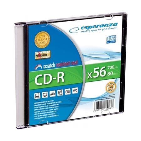 CD-R ESPERANZA SILVER, 700MB, 80min, 52X, SLIM CASE, 2009 - Image 2
