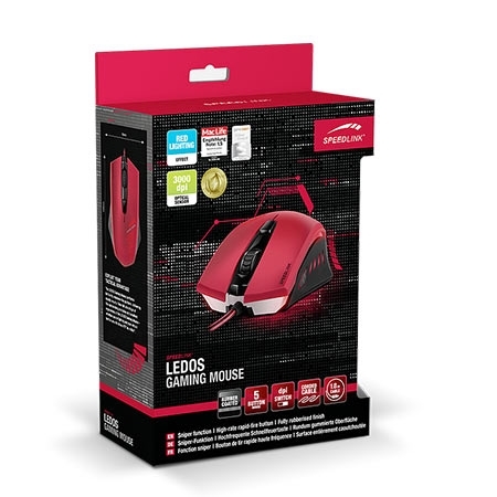 Miš SPEEDLINK LEDOS Gaming, red, red LED, 3000dpi, dpi switch, sniper function, SL-6393-RD - Image 5