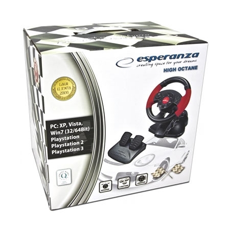 Volan ESPERANZA HIGH OCTANE, +pedale, za PC, PS1, PS2, PS3, EG103 - Image 4