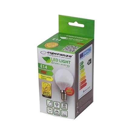 LED sijalica ESPERANZA, G45 E14 4W, warm white, ELL114 - Image 2