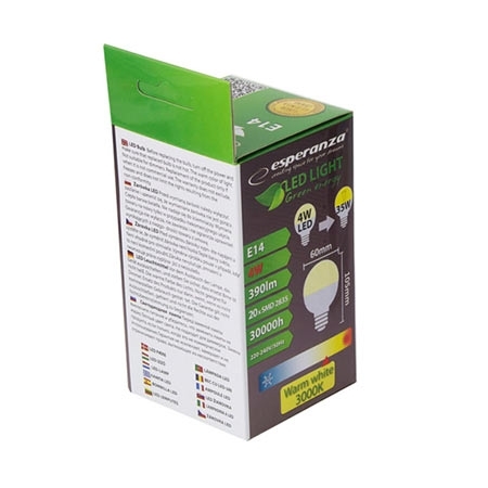 LED sijalica ESPERANZA, G45 E14 4W, warm white, ELL114 - Image 3
