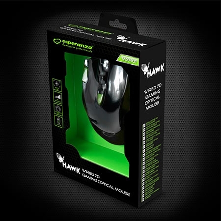 Miš ESPERANZA GAMING HAWK 7D MX401, BLACK-GREEN, 2400dpi, double-click, ergonomic, EGM401KG - Image 4