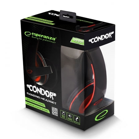 Slušalice sa mikrofonom GAMING ESPERANZA CONDOR EGH300R, red, volume control - Image 4