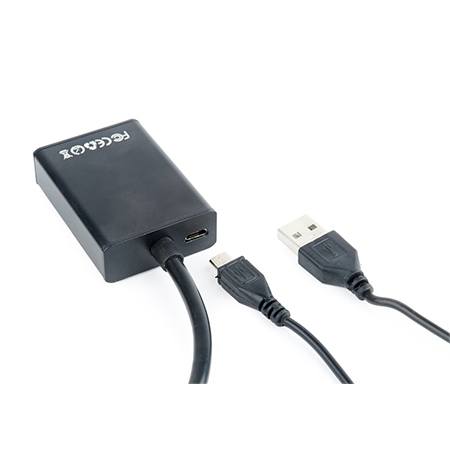 Video adapter 0.15 m, black, VGA to HDMI, GEMBIRD A-VGA-HDMI-01 - Image 3