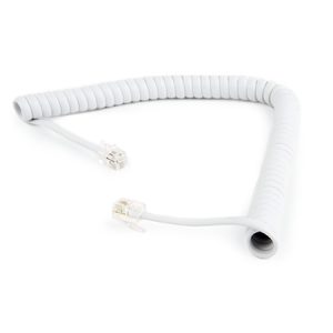 Telefonski spiralni kabl za slusalicu 2m sa konektorima RJ-10, TC4P4CS-2M-W, white, GEMBIRD