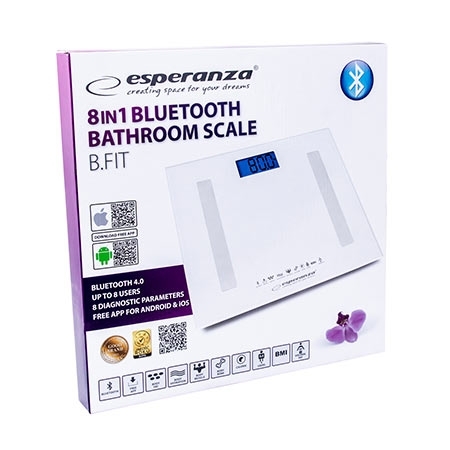 Kućna vaga ESPERANZA 8in1 bluetooth scale BESTFIT white, EBS016W - Image 3