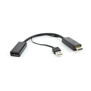 HDMI adapter GEMBIRD DSC-HDMI-DP HDMI to DisplayPort converter, black, USB powerd