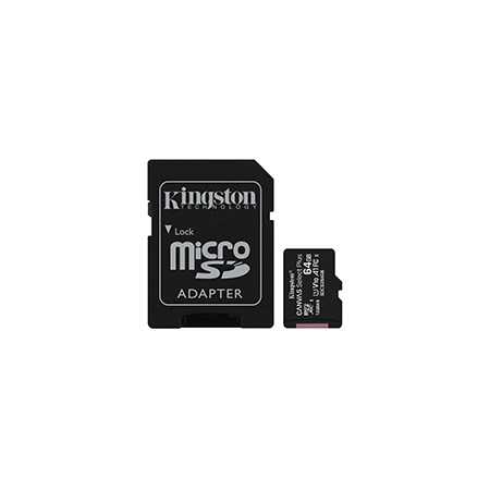 Micro SD card Kingston 64 GB SDHC SDCS2/64GB Class10 Canvas Select Plus SD adapter;100MBs Read,Class 10 UHS-I - Image 2