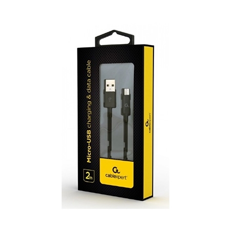 USB 2.0 kabl Micro-USB charging and data cable, 1 m, black, GEMBIRD CC-USB2P-AMmBM-1M - Image 2
