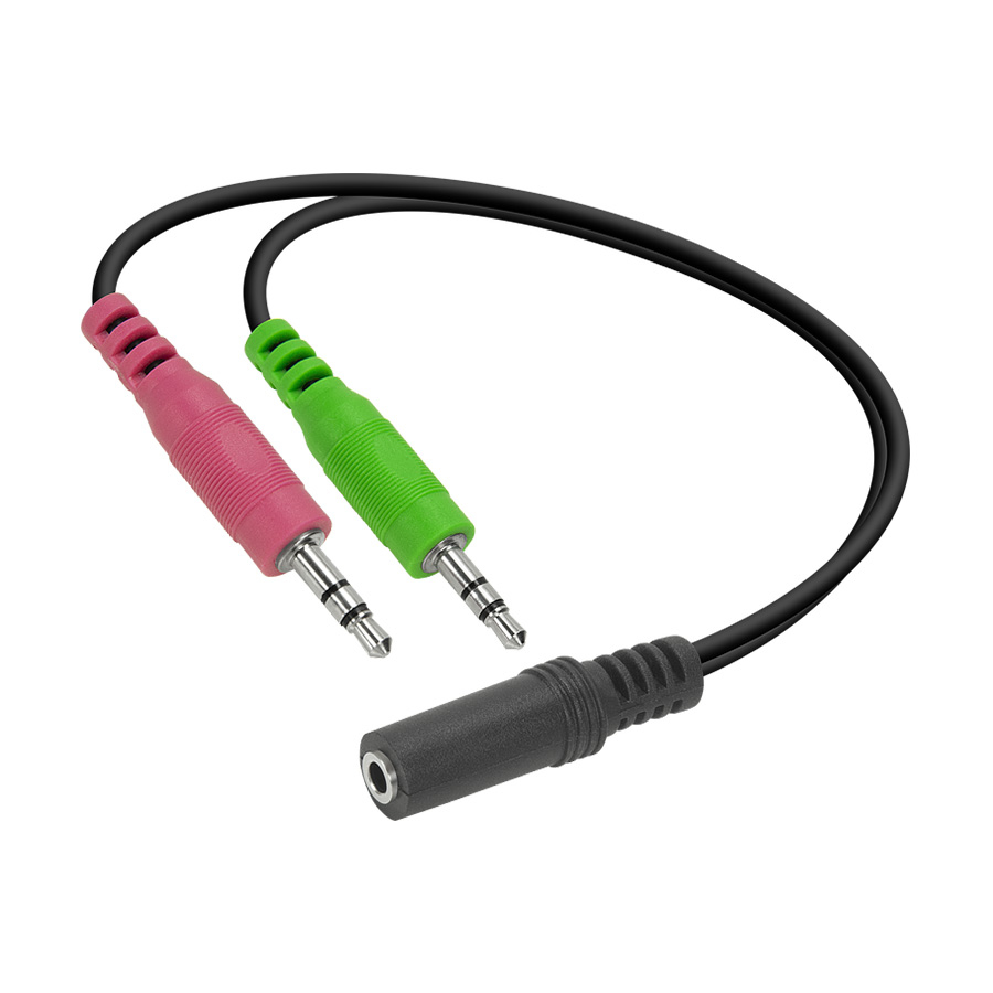 Audio adapter jack Speedlink, male 2x3,5mm 3-pin to female 3,5mm 4-pin, black audio adapter za slušalice SL-170305-BK - Image 3