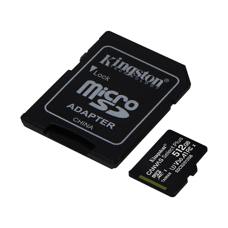 Micro SD card Kingston 512 GB SDHC SDCS2/512GB Class10 Canvas Select Plus SD adapter;100MBs Read,Class 10 UHS-I - Image 2