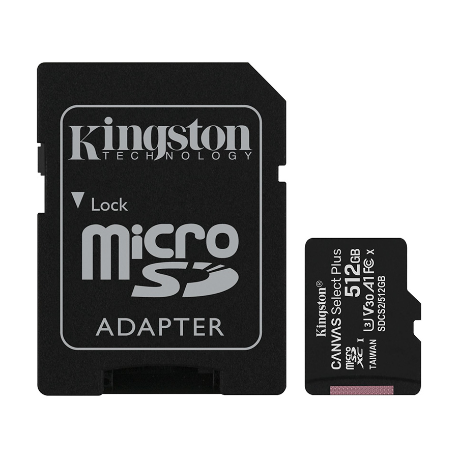 Micro SD card Kingston 512 GB SDHC SDCS2/512GB Class10 Canvas Select Plus SD adapter;100MBs Read,Class 10 UHS-I - Image 3