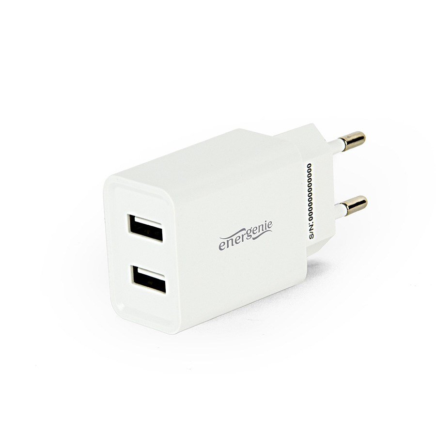 USB punjač GEMBIRD, 2 porta 2,1A, white, EG-U2C2A-03-W