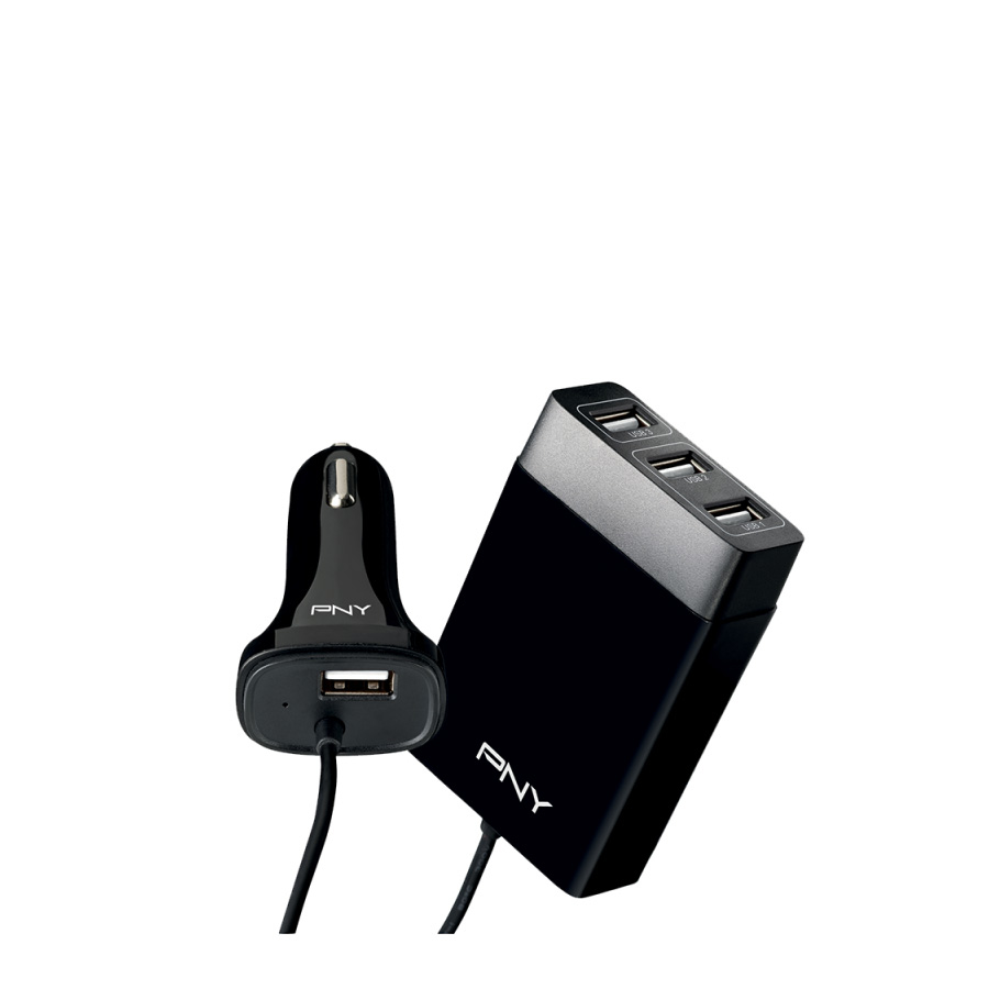 Punjać za mobitel 4-port za auto PNY P-DC-4UF-K01-04-RB - Image 3