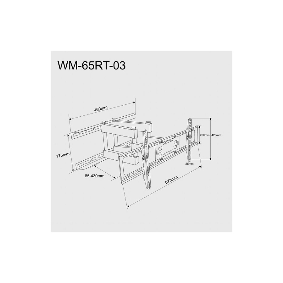 Zidni nosač GEMBIRD WM-65RT-03 rotacija & nagib, 32”-65” 40kg - Image 3