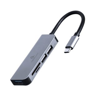 USB HUB GEMBIRD Type-C 3-port USB hub USB3.1 + USB 2.0 with card reader, UHB-CM-CRU3P1U2P2-01