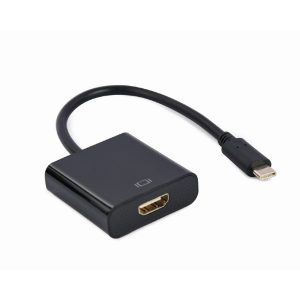 USB adapter Type-C to HDMI adapter 4K@60Hz, 15 cm, black, GEMBIRD, A-CM-HDMIF-04