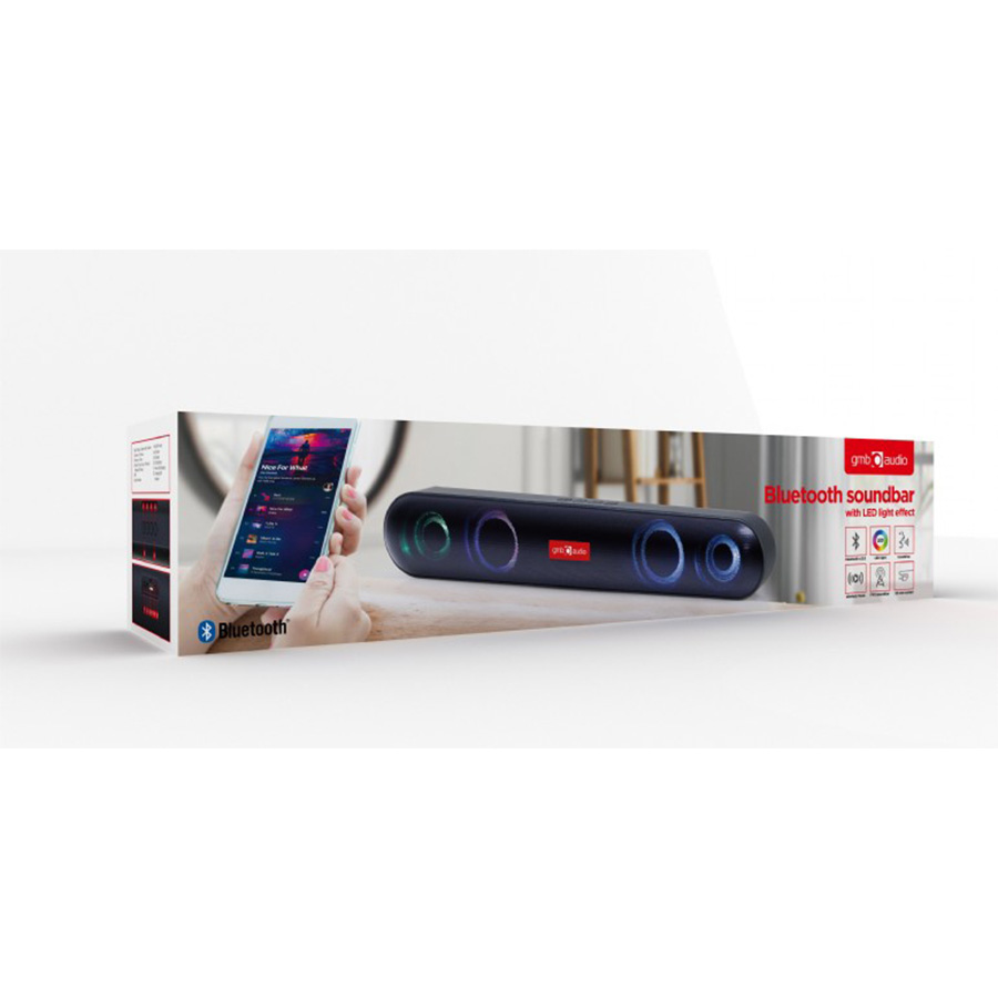 Zvučnici Bluetooth soundbar, GEMBIRD with LED light effect, black, SPKBT-BAR400L - Image 4