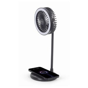 Desktop ventilator sa LED svjetlom + wireless charger GEMBIRD TA-WPC10-LEDFAN-01