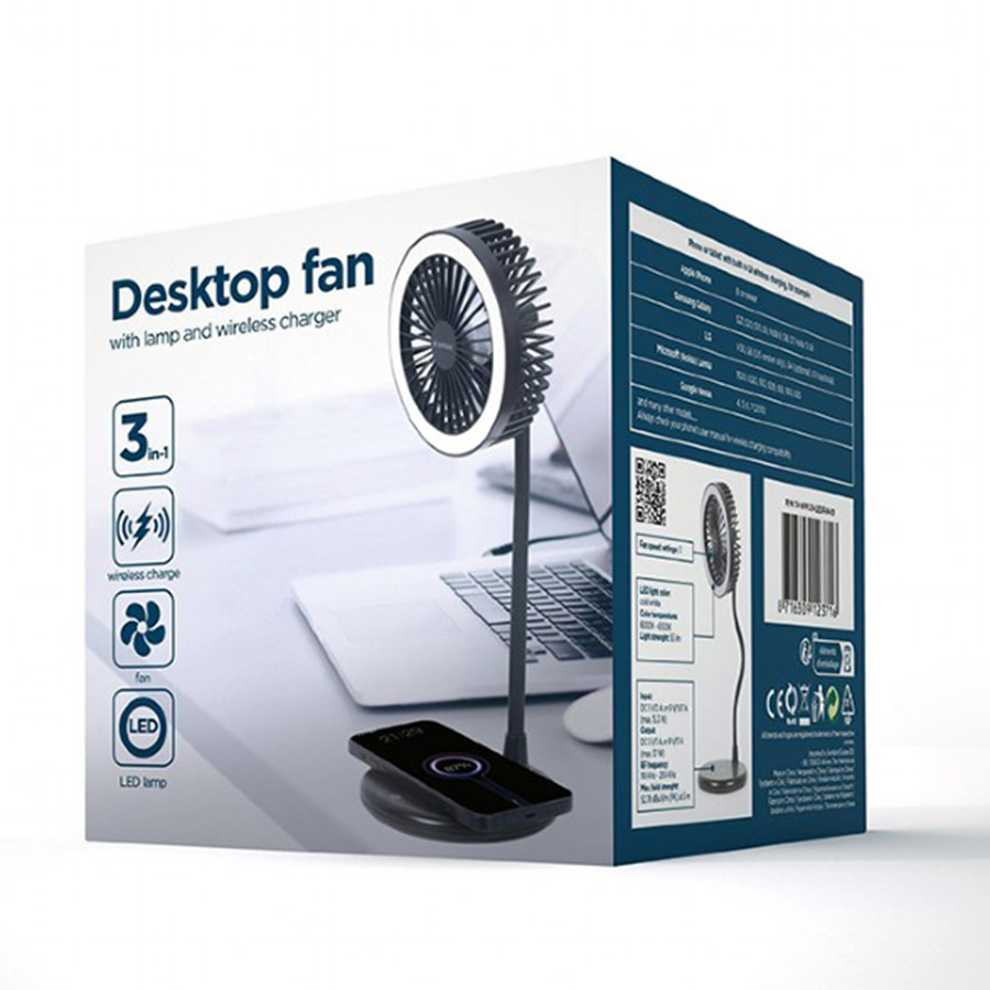 Desktop ventilator sa LED svjetlom + wireless charger GEMBIRD TA-WPC10-LEDFAN-01 - Image 4