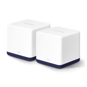 Mercusys Halo H50G (2-Pack) AC1900 Whole Home Mesh Wi-Fi System, 600 Mbps at 2.4 GHz + 1300 Mbps at 5 GHz, 3× Internal Antennas, 3× Gigabit Ports per