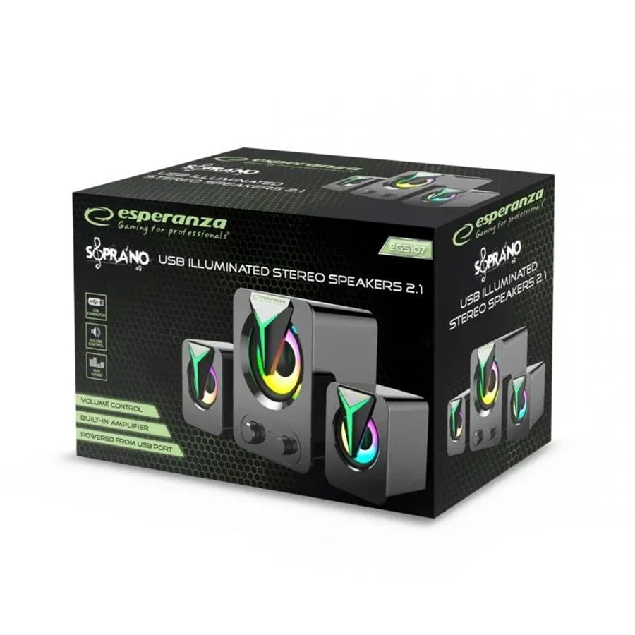 Zvučnici 2.1 ESPERANZA USB, LED RAINBOW SOPRANO, EGS107 - Image 4
