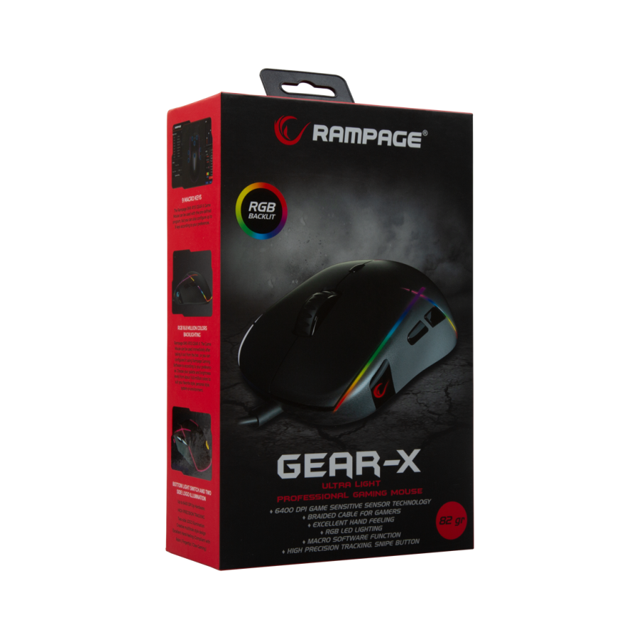 Miš gaming RAMPAGE SMX-R115 GEAR-X profesionalni, 6400dpi, pokretno RGB pozadinsko osvjetljenje, macro - Image 5