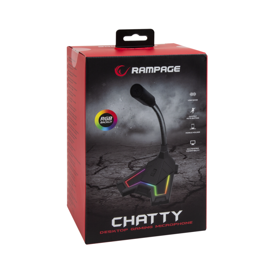 Mikrofon gaming RAMPAGE SN-RMX2 CHATTY black, USB, RGB LED - Image 4