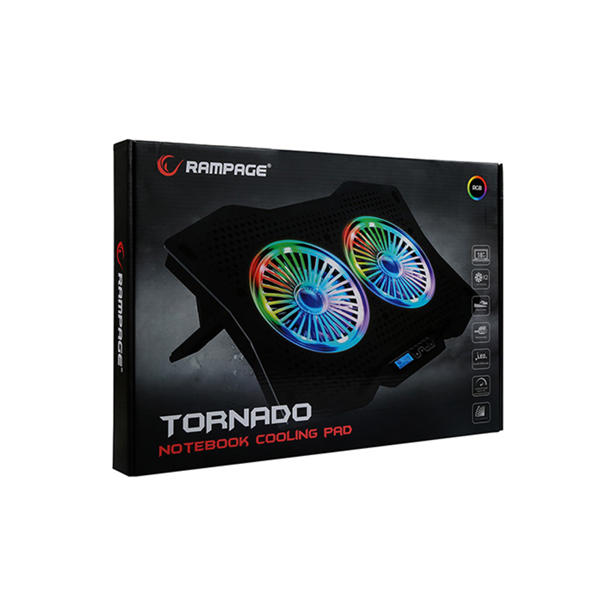 Postolje za notebook gaming RAMPAGE 10"-18" AD-RC9 TORNADO black, RGB, ventilator - Image 5