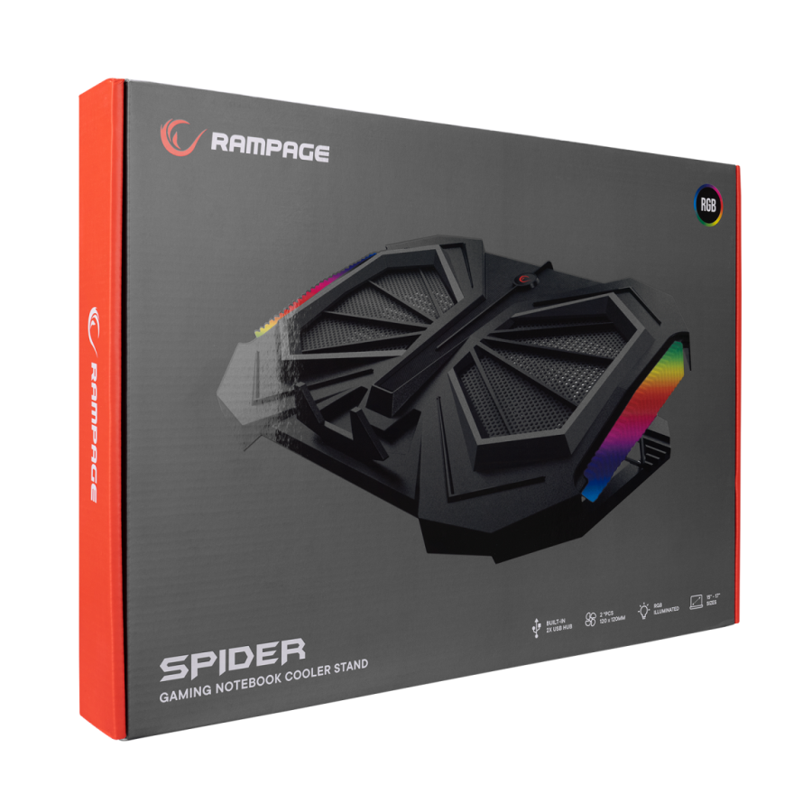 Postolje za notebook gaming RAMPAGE 15"-17"Addison AD-RC11 SPIDER black, ventilator 2x, USB 2x, RGB - Image 7