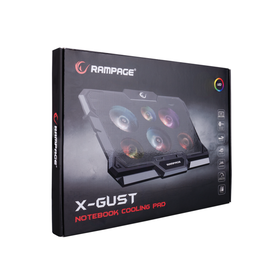 Postolje za notebook gaming RAMPAGE AD-RC10 X-GUST black,ventilator 6x, Rainbow - Image 5