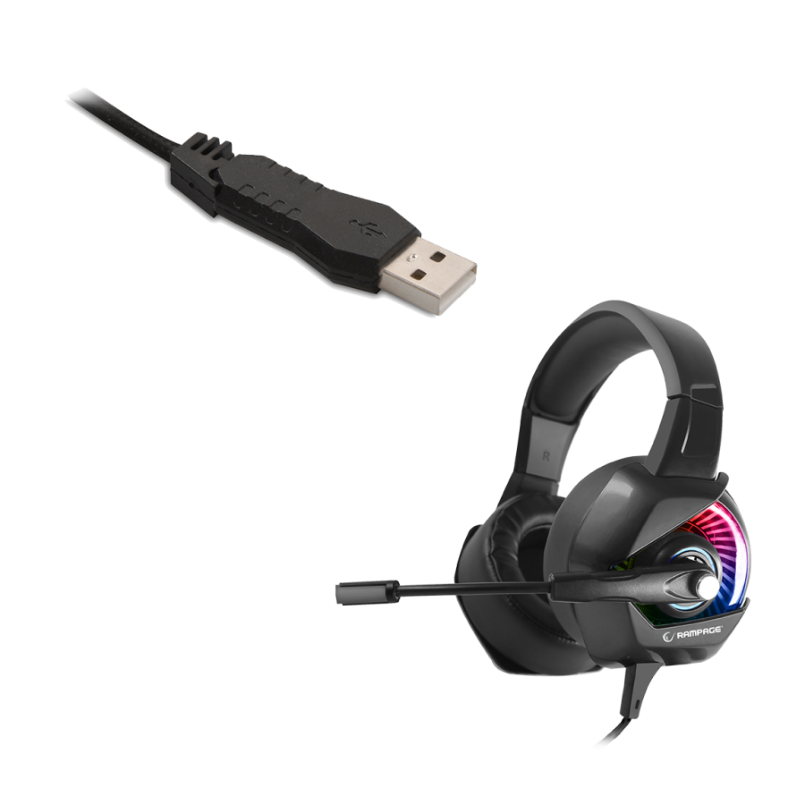 Slušalice sa mikrofonom gaming RAMPAGE RM-K66 TYPHOON black, PC/PS4, USB, 7.1, RGB LED - Image 5