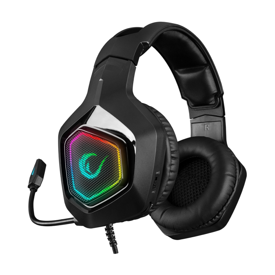 Slušalice sa mikrofonom gaming RAMPAGE RM-K8 HAWKER black, PC/PS4, USB, 7.1, RGB LED - Image 2