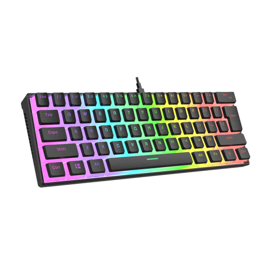 Tastatura gaming RAMPAGE RADIANT K11 black, Type-C, RGB, red switch, US layout, pudding keycaps