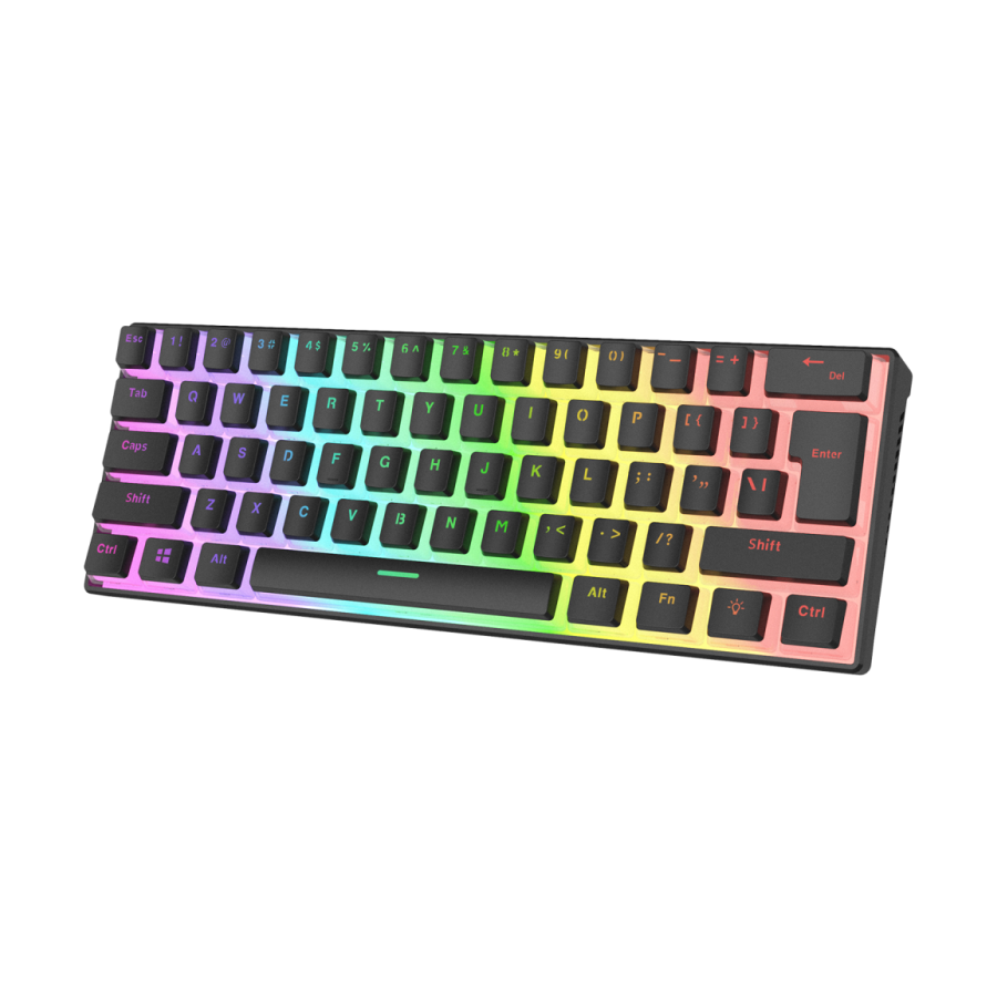 Tastatura gaming RAMPAGE RADIANT K11 black, Type-C, RGB, red switch, US layout, pudding keycaps - Image 3