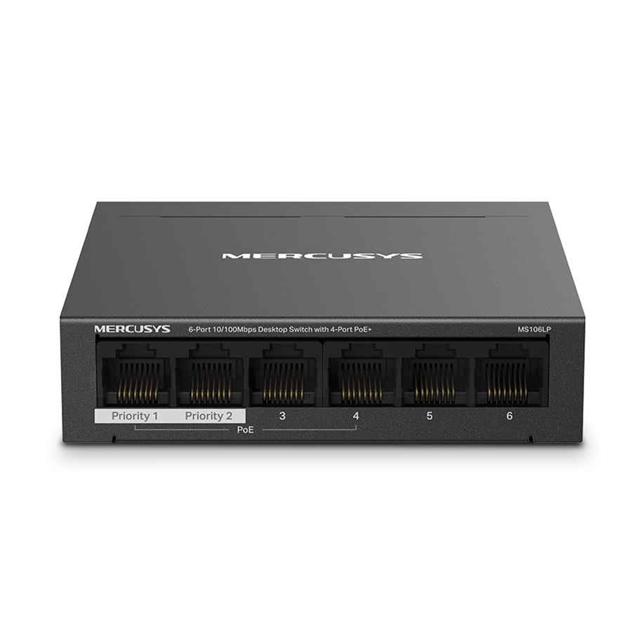 SWITCH Mercusys MS106LP Mercusys MS106LP 6-portni 10/100 Mbps Desktop prekidač sa 4-porta PoE+, kompatibilan sa 802.3af/at PD-ovima, 40 W PoE napajan - Image 2