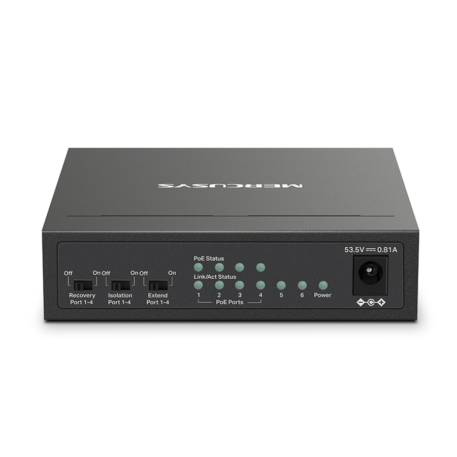 SWITCH Mercusys MS106LP Mercusys MS106LP 6-portni 10/100 Mbps Desktop prekidač sa 4-porta PoE+, kompatibilan sa 802.3af/at PD-ovima, 40 W PoE napajan - Image 3