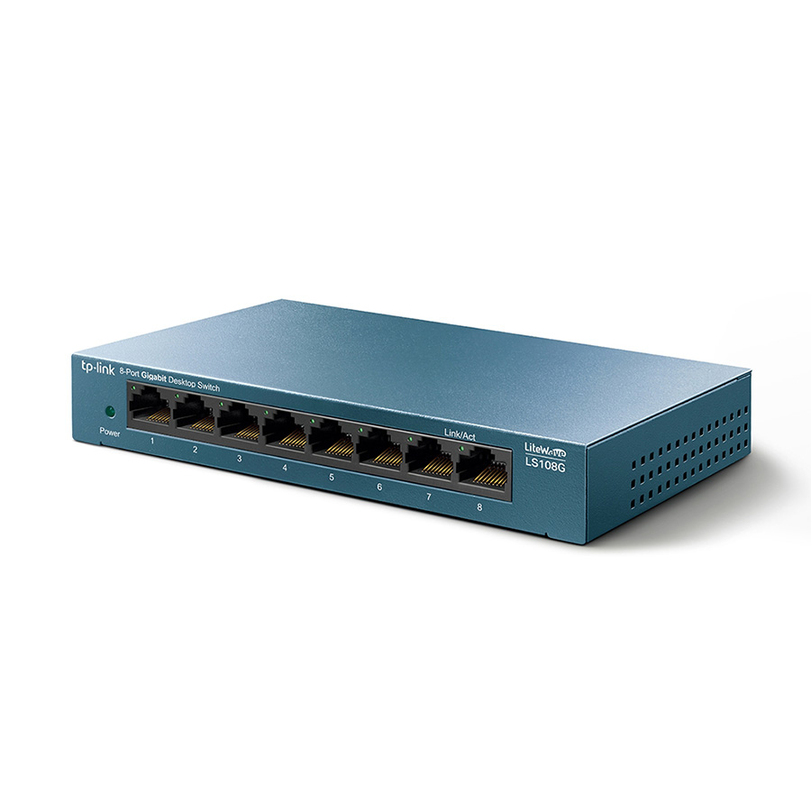 TP-Link Switch LS108G LiteWave 8-portni gigabitni stoni prekidač, 8 gigabitnih RJ45 portova, čelično kućište za stolno računalo, zidni nosač, zelena E - Image 2