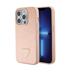 ZAŠTITNA MASKA GUESS CROCO TRIANGLE METAL LOGO HARDCASE GUHCP15XPCRTHCP ZA IPHONE 15 PRO MAX ROZA