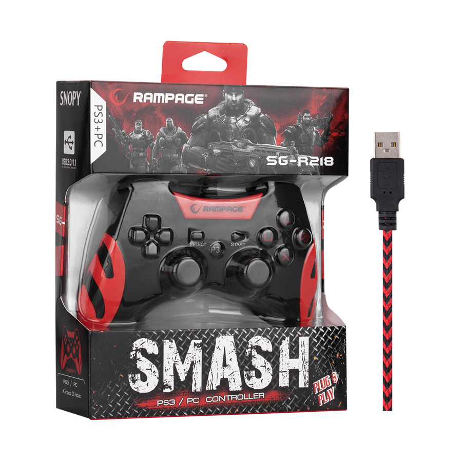 Game Pad gaming RAMPAGE Snopy SG-R218 PS3/PC X INPUT Red USB 1.8m Joypad - Image 7