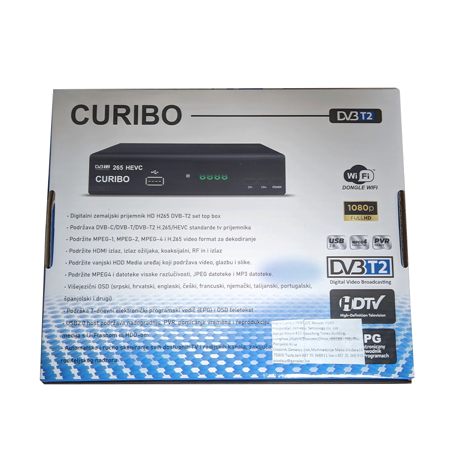 CURIBO TV RECEIVER DVB-T2/C H.265, aerial + cable - Image 2