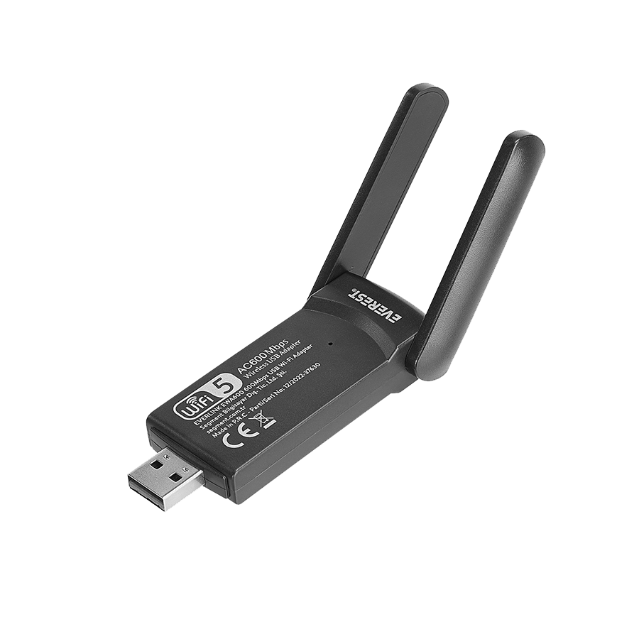 USB WLAN adapter Everest EWA600 600Mbps 2.4GHz/5GHz WIFI-5 AC600 RTL8811 2*2dBi antena