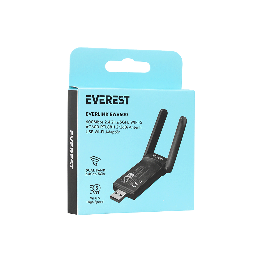 USB WLAN adapter Everest EWA600 600Mbps 2.4GHz/5GHz WIFI-5 AC600 RTL8811 2*2dBi antena - Image 5