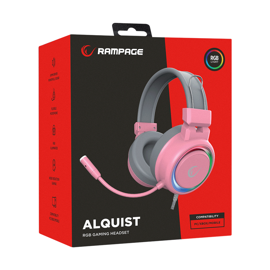 Slušalice sa mikrofonom gaming RAMPAGE SN-R10 ALQUIST pink, 3,5 mm, RGB - Image 9