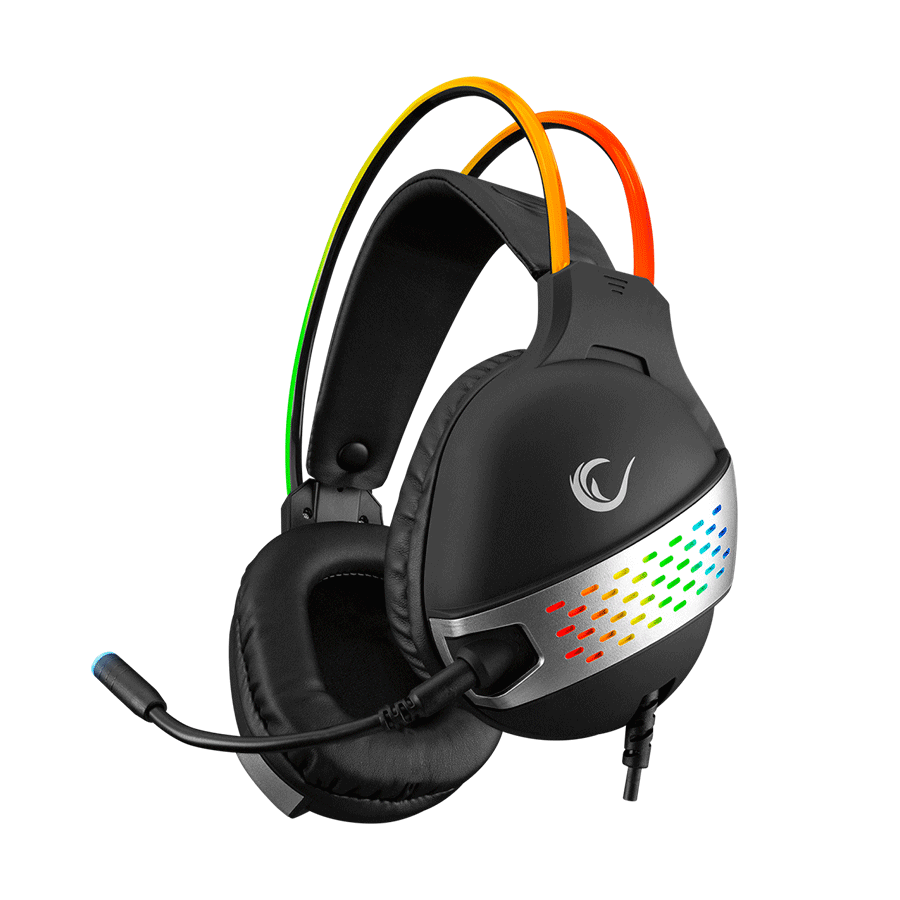 Slušalice sa mikrofonom gaming RAMPAGE RM-K37 BLACK EAGLE BLACK USB 7.1 RGB, RGB Headband, In Line Wire Control, Detachable Mic