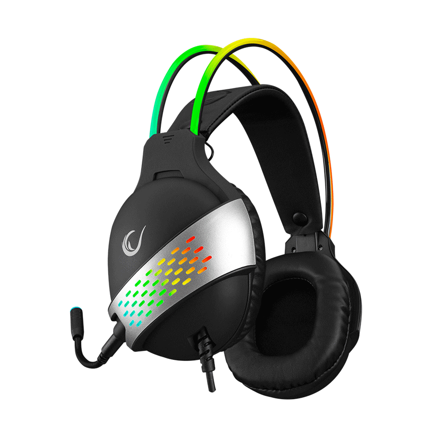 Slušalice sa mikrofonom gaming RAMPAGE RM-K37 BLACK EAGLE BLACK USB 7.1 RGB, RGB Headband, In Line Wire Control, Detachable Mic - Image 2