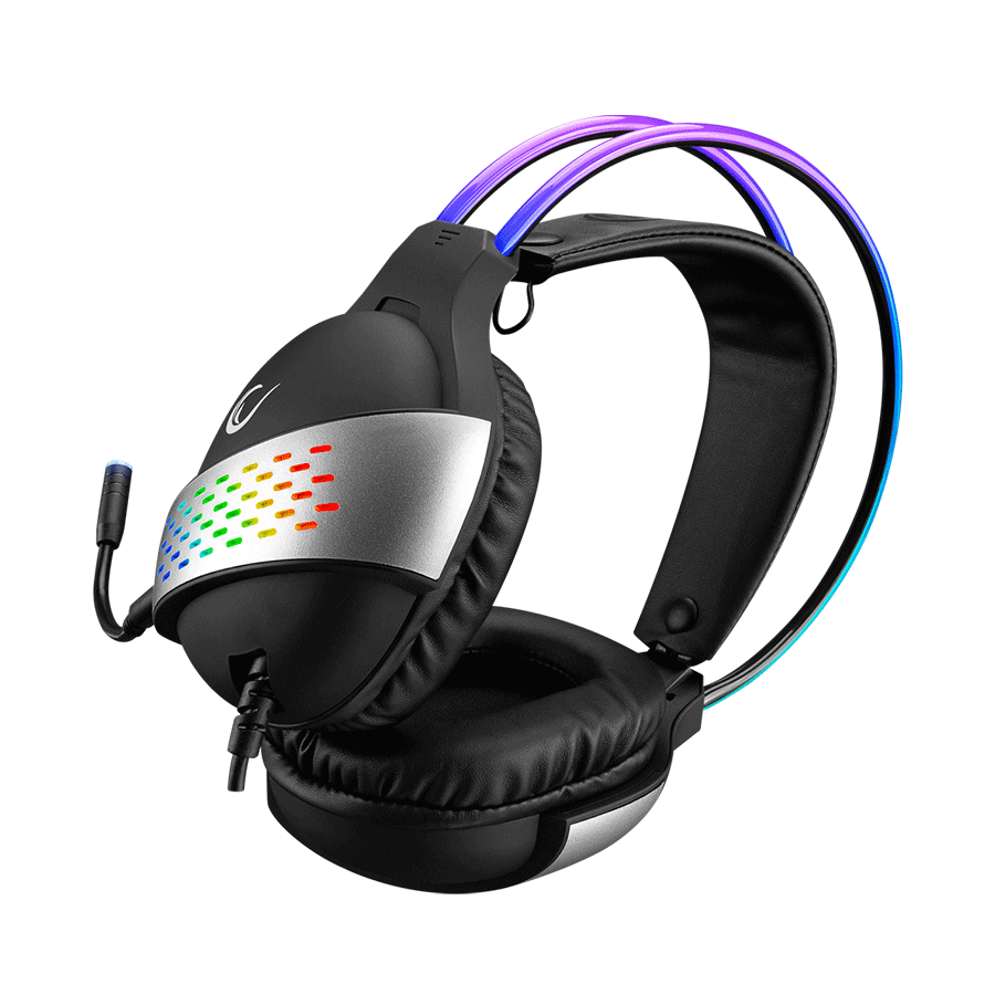 Slušalice sa mikrofonom gaming RAMPAGE RM-K37 BLACK EAGLE BLACK USB 7.1 RGB, RGB Headband, In Line Wire Control, Detachable Mic - Image 4